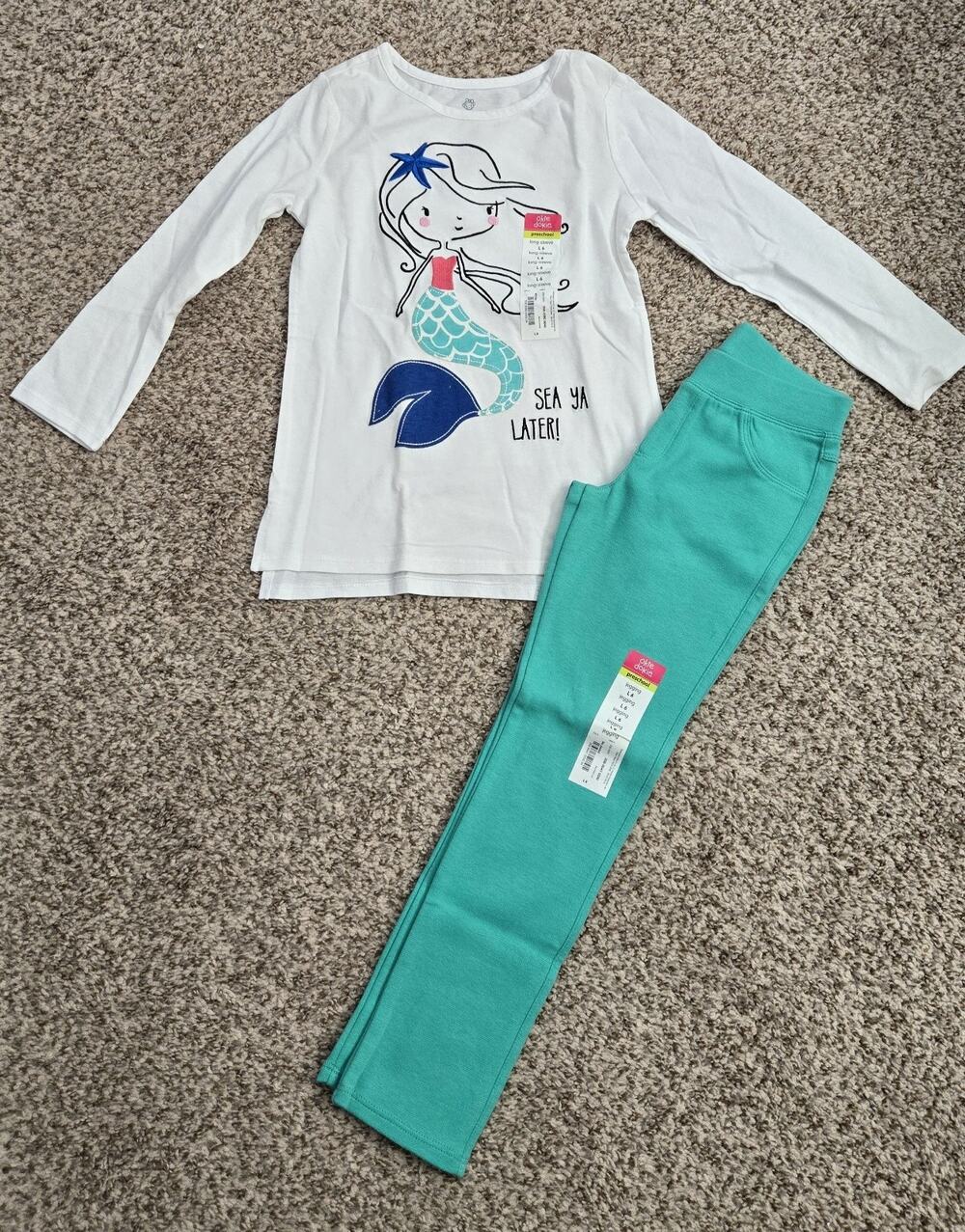 OKIE DOKIE Girls Preschool L6 Size 6 Long Sleeve Leggings Set Embroidered NWT